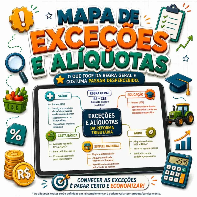 Mockup do Bônus 3 Mapa de Exceções e Alíquotas